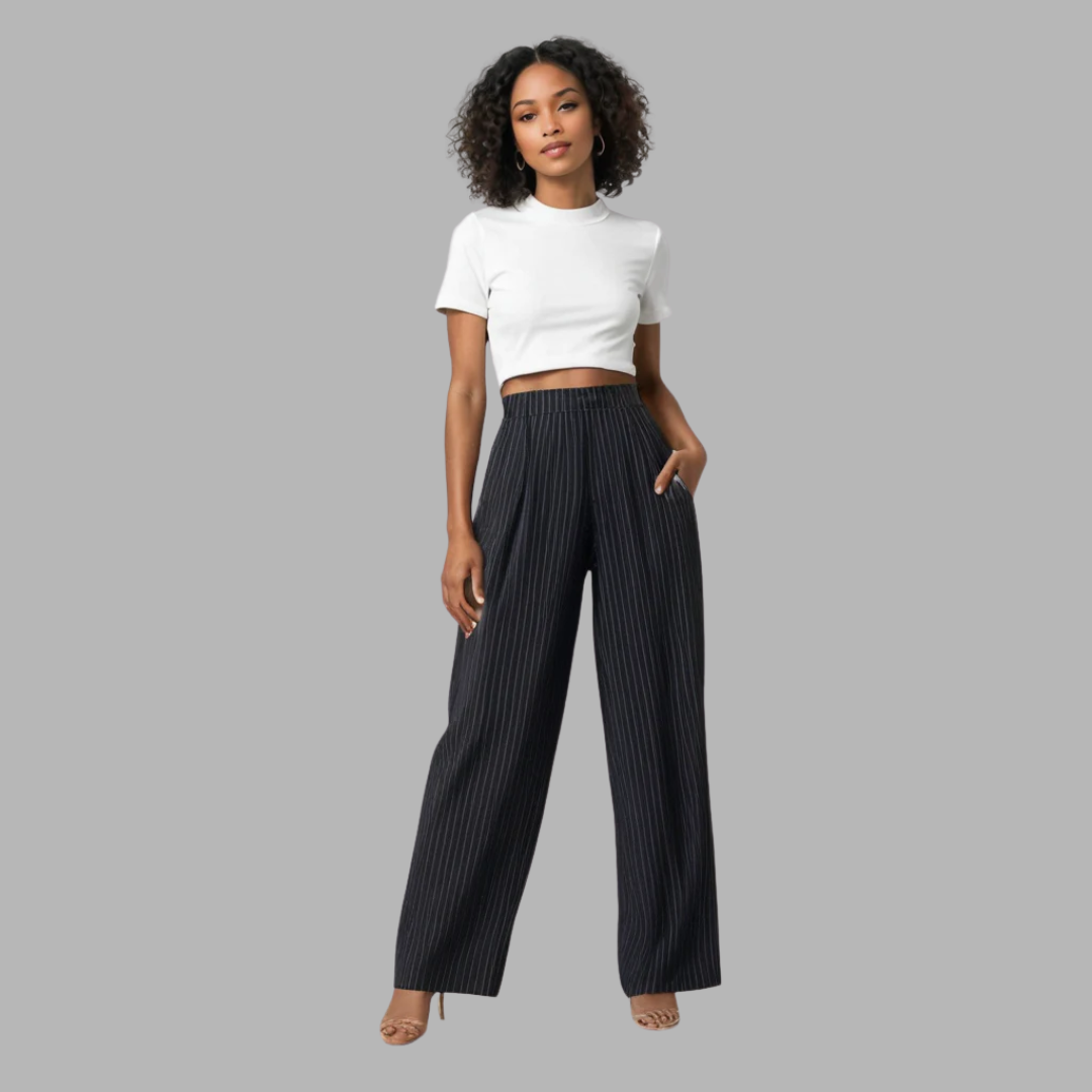 Tora Chic Stripete Bukser med Vid Ben