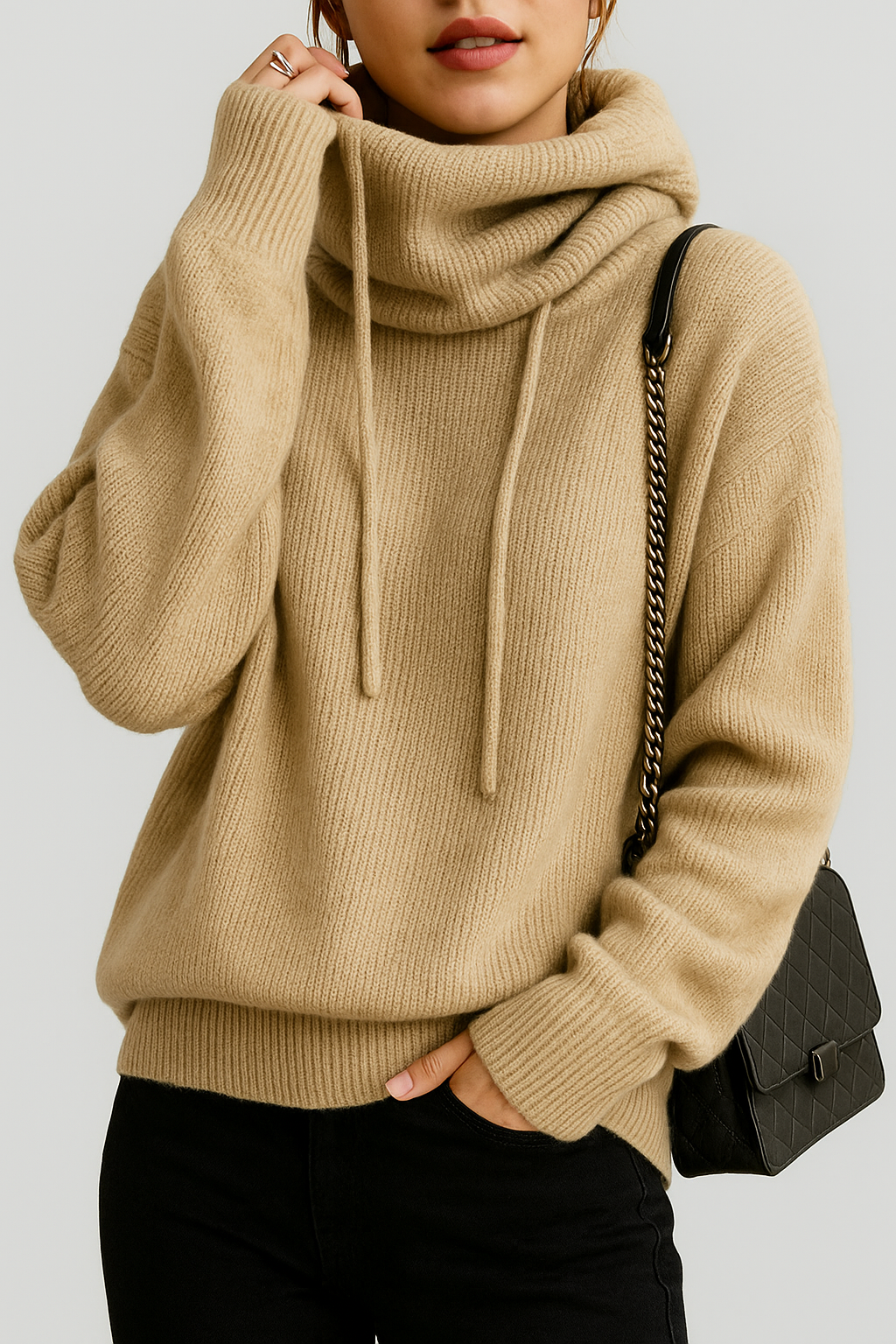 Birgitta Genser av myk bomull med luksuriøs polokrage