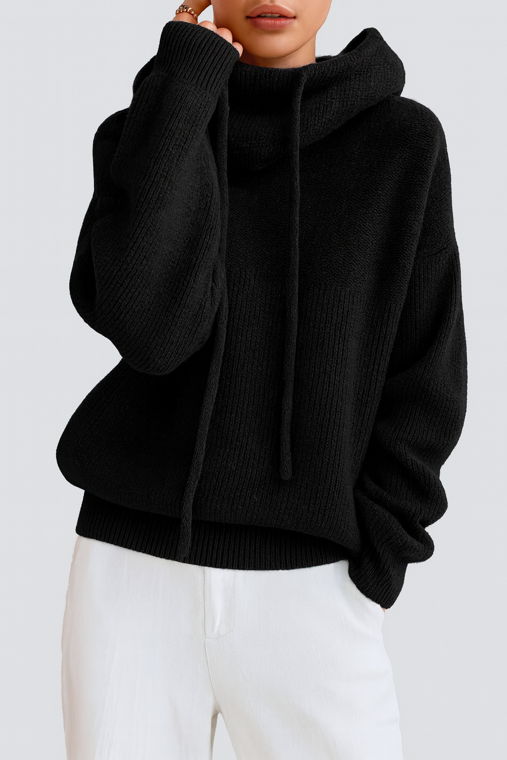 Birgitta Genser av myk bomull med luksuriøs polokrage